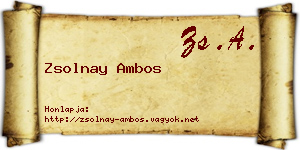 Zsolnay Ambos névjegykártya
